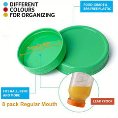 8pcs Mason Jar Lids Plastic Storage Caps Leak Proof Jar Cover