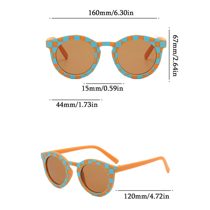 Girl's Oval Sunglasses UV Protection Striped Plaid Girls Sunglasses