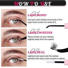 108pcs DIY Lash Extension Kit D Curl Lash Clusters Eyelash Extension Kit