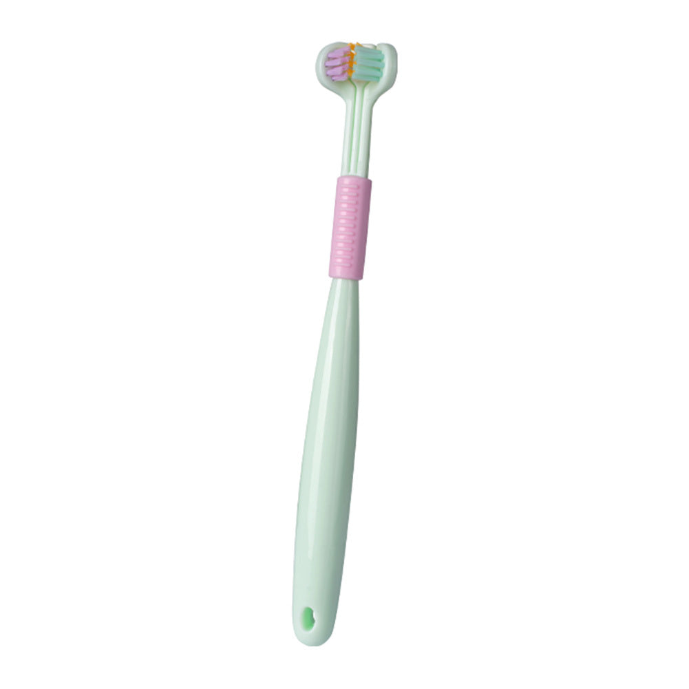 Kids 3-Sided Toothbrush Soft Bristle Deep Oral Cleaning Tongue Scraper Oral Care