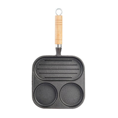 3 In 1 Cast Iron Fried Egg Steak Frying Pan Non stick Egg Burger Breakfast Pan