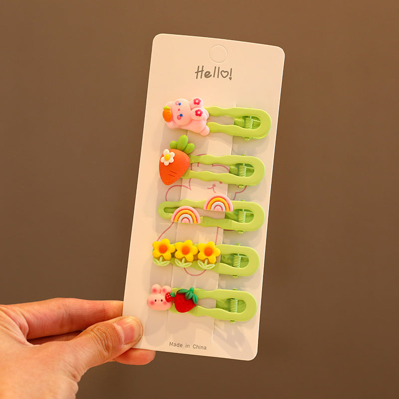 5pcs Acrylic Hairpins Cartoon Bear Rabbit Bowknot Flowers Hair Clips Girls Kids