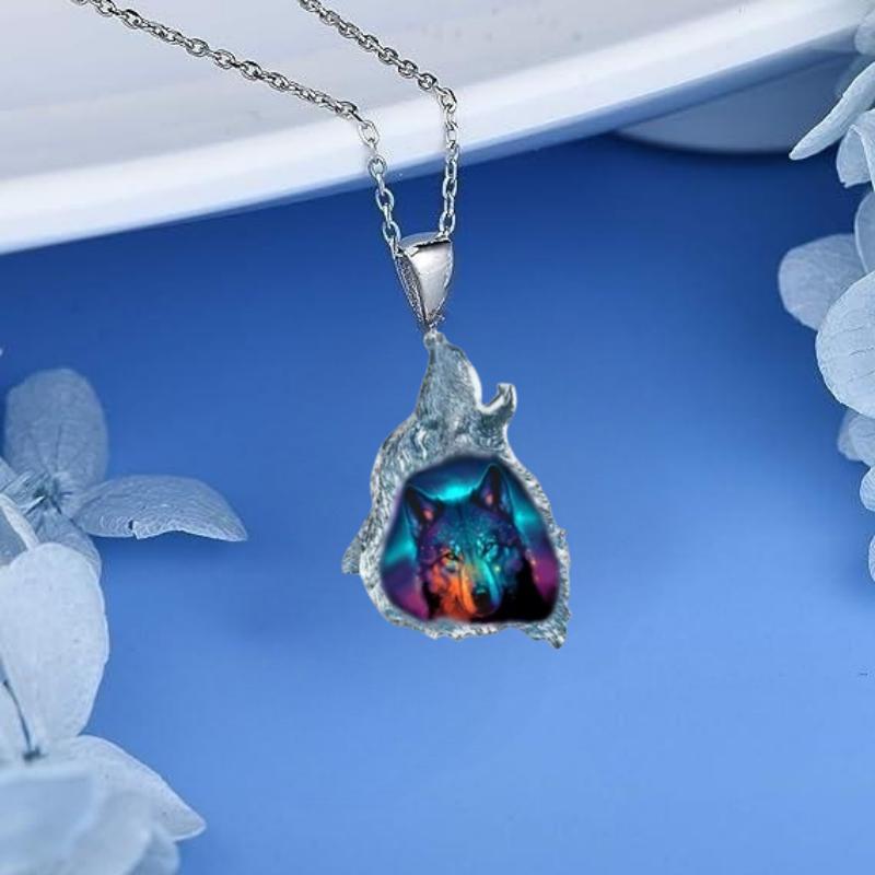 Girl's Wolf King Head Pendant Necklace Banquet Party Jewelry
