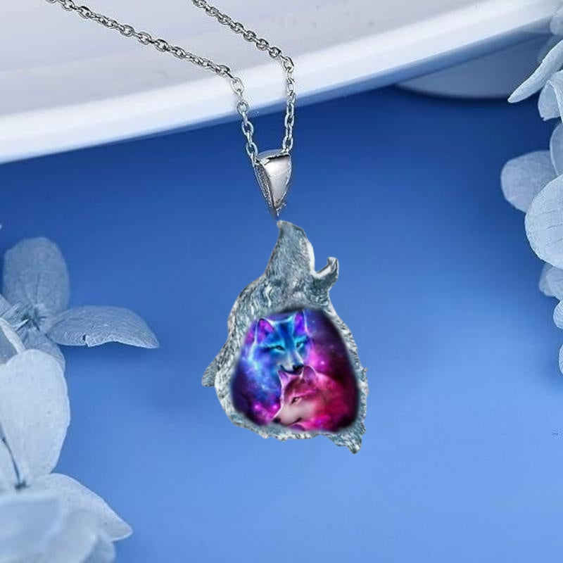 Girl's Wolf King Pendant Necklace Party Jewelry Birthday Gift