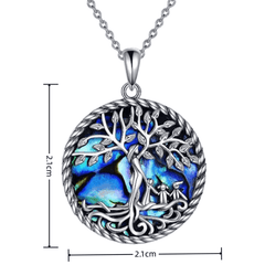 Girl's Tree Of Life Goddess & Child Abalone Shell Pendant Necklace