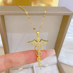 Girl's Rotating Dragonfly Cross Necklace for Wedding Jewelry