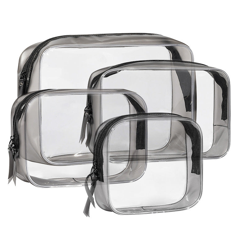 4PCS Transparent PVC Storage Bag Beauty Case Toiletry Bag Zipper Pouch