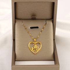 Girl's Unicorn & Girl Zircon Necklace Titanium Steel Chain Jewelry