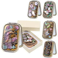 Vintage Metal Compact Mirror 2 Sided 2X 1X Magnification Portable And Foldable