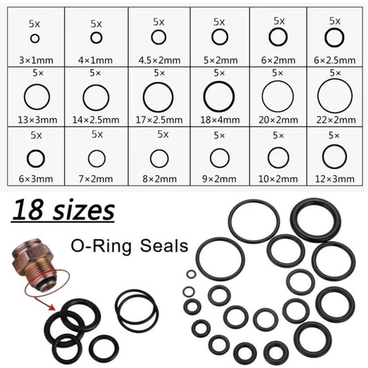 225pcs Rubber O rings 18 Sizes Set Sealing Gaskets Plumbing Faucets Automotive