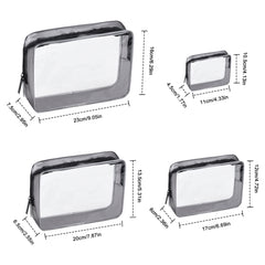 4 Pcs Clear Toiletry Bags Portable Waterproof Travel Pouch Makeup Bags