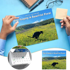Funny Dog Pooping Wall Calendar Hangable Paper Unique Calendar Gift