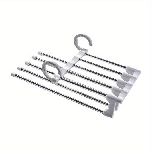 5 In 1 Magic Trouser Rack Hangers Stainless Steel Folding Pant Rack Tie Hanger