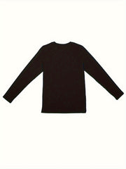 Christmas Hat Print Lounge Top Long Sleeve Crew Neck Women's Pajama