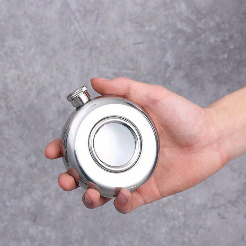 5oz Stainless Steel Water Bottle Mini Round Travel Camping Tool