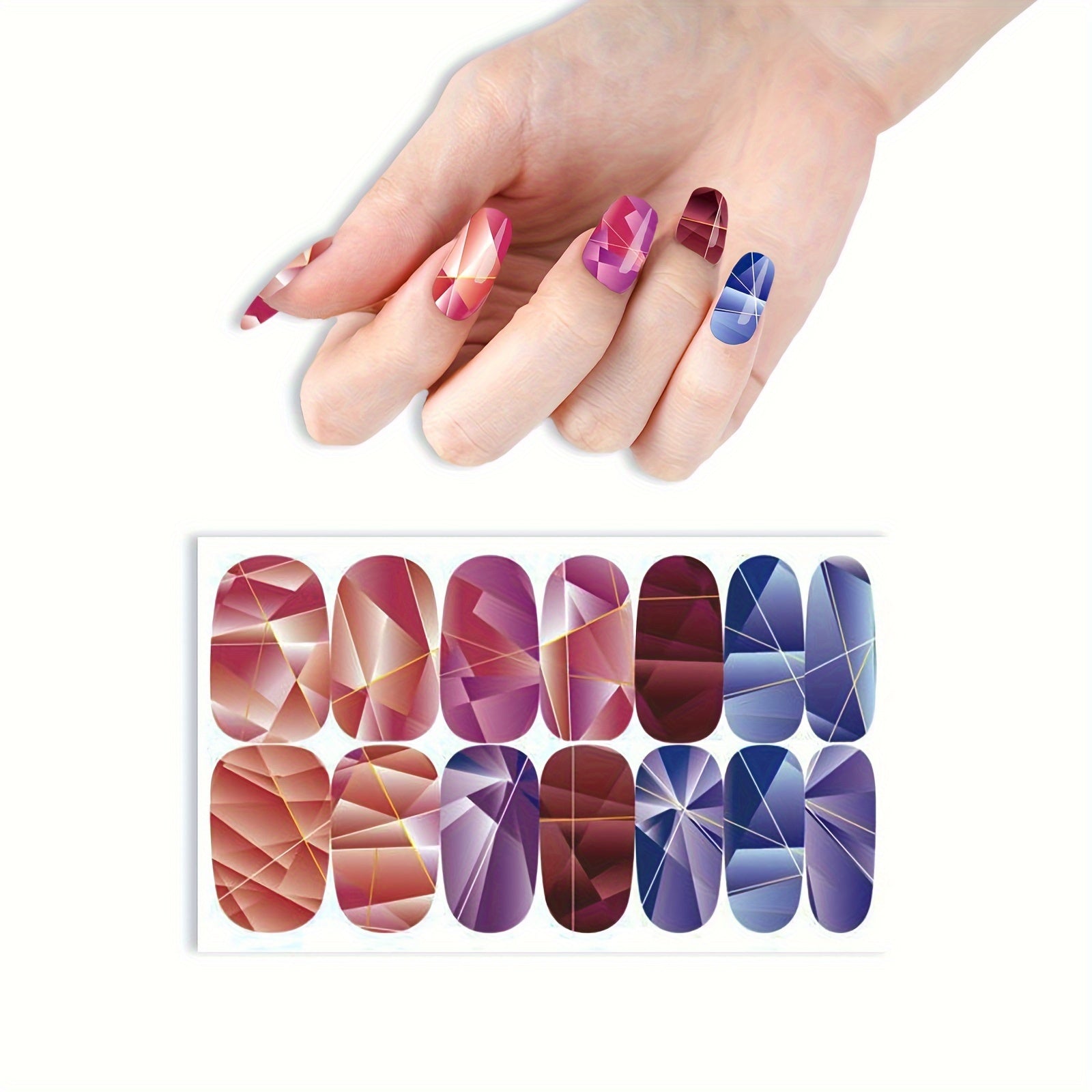 6 Sheets Full Wrap Nail Polish Stickers Adhesive Decals for DIY Nail Art