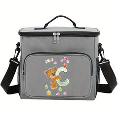 Waterproof Crossbody Lunch Bag Initials A-Z Pattern Student Thermal Cooler