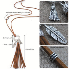Boho Velvet Faux Leather Tassel Necklace