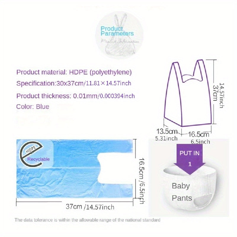 90pcs Scented Diaper Garbage Bags Nappy Collection Bags Thickened Vest Portable