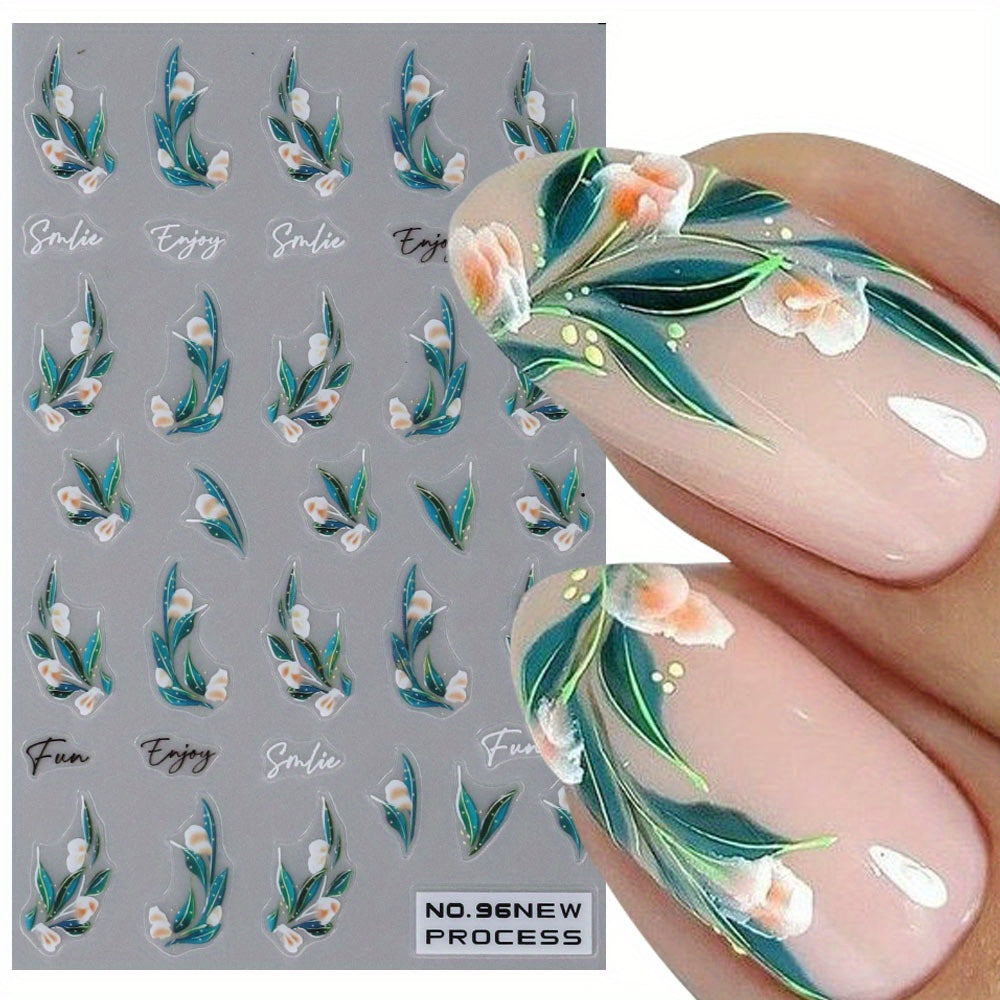 Summer Flower Leaves Nail Art Stickers Decals