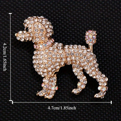 Vintage Small Dog Pin Brooch with Rhinestones in Earth Campus Pattern