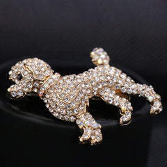 Vintage Small Dog Pin Brooch with Rhinestones in Earth Campus Pattern