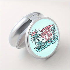 Vacation Life Print Round Pill Box 3 Compartments Portable Medicine Box