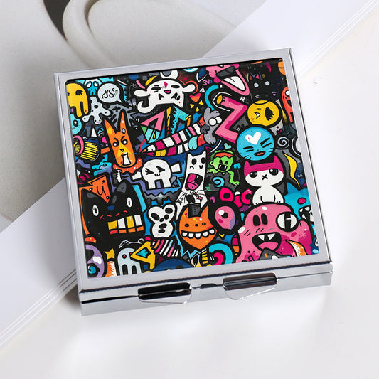 Graffiti Pattern Square Pill Box