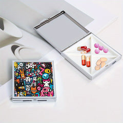 Graffiti Pattern Square Pill Box