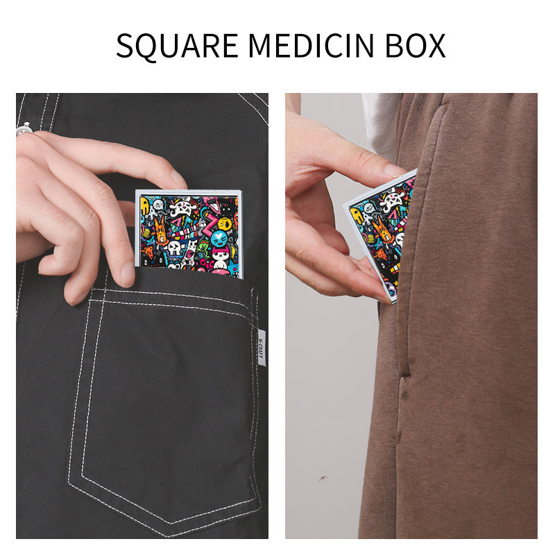 Graffiti Pattern Square Pill Box