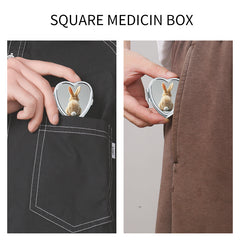 Heart Shaped Rabbit Pattern Compact Pill Case Mini Vitamins Storage Box