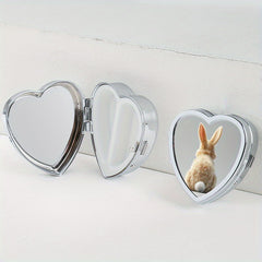 Heart Shaped Rabbit Pattern Compact Pill Case Mini Vitamins Storage Box