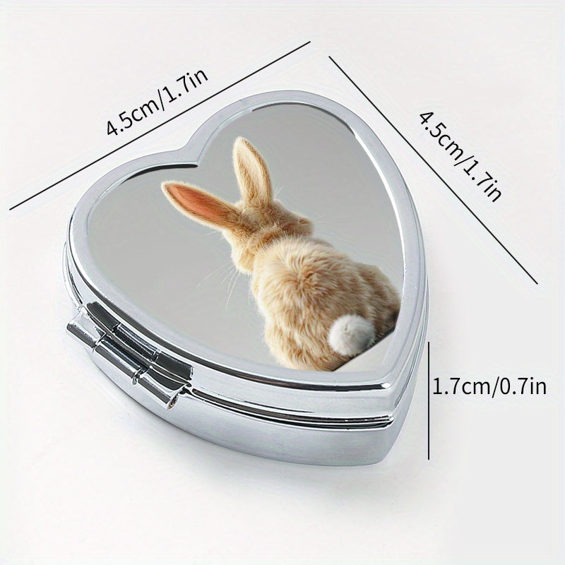 Heart Shaped Rabbit Pattern Compact Pill Case Mini Vitamins Storage Box