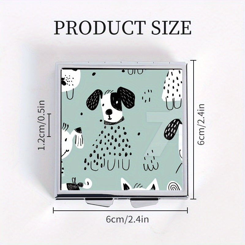 Dog Picture Printing Square Pill Box with 4 Compartments