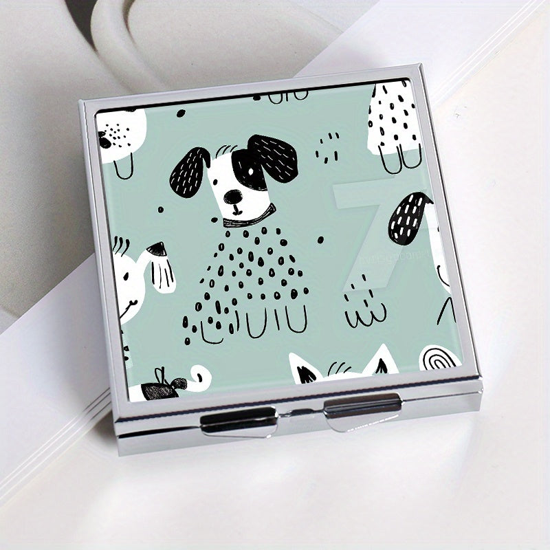 Dog Picture Printing Square Pill Box with 4 Compartments