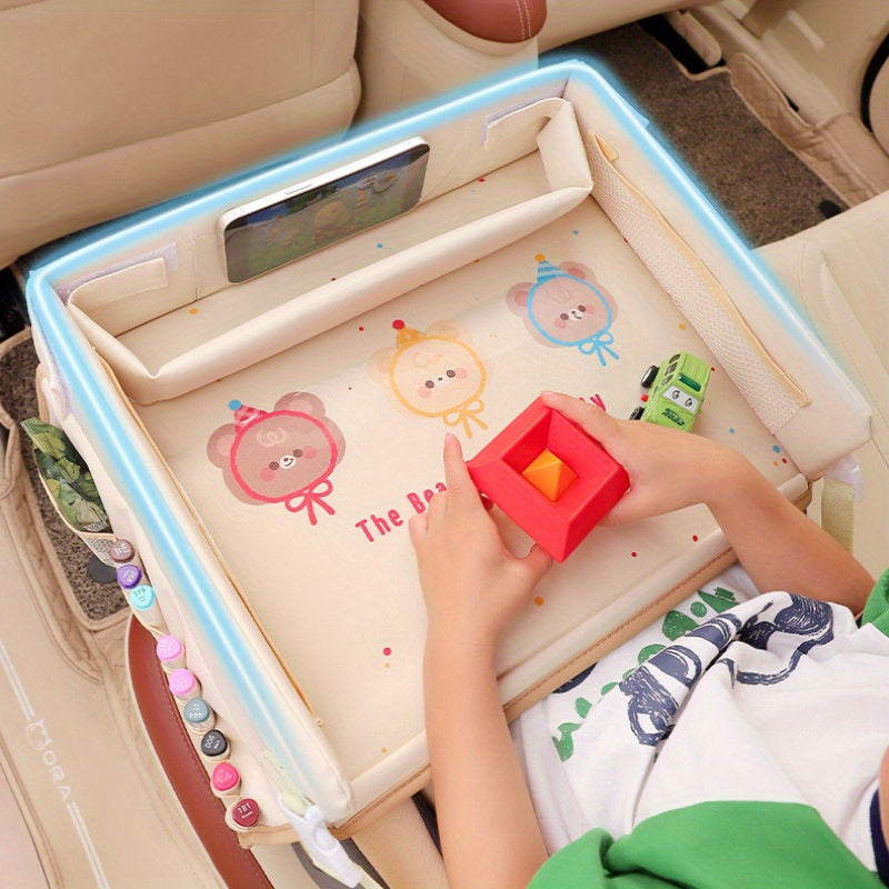 Youngsters' Car Seat Tray with Cartoon Waterproof Storage & Dining Table