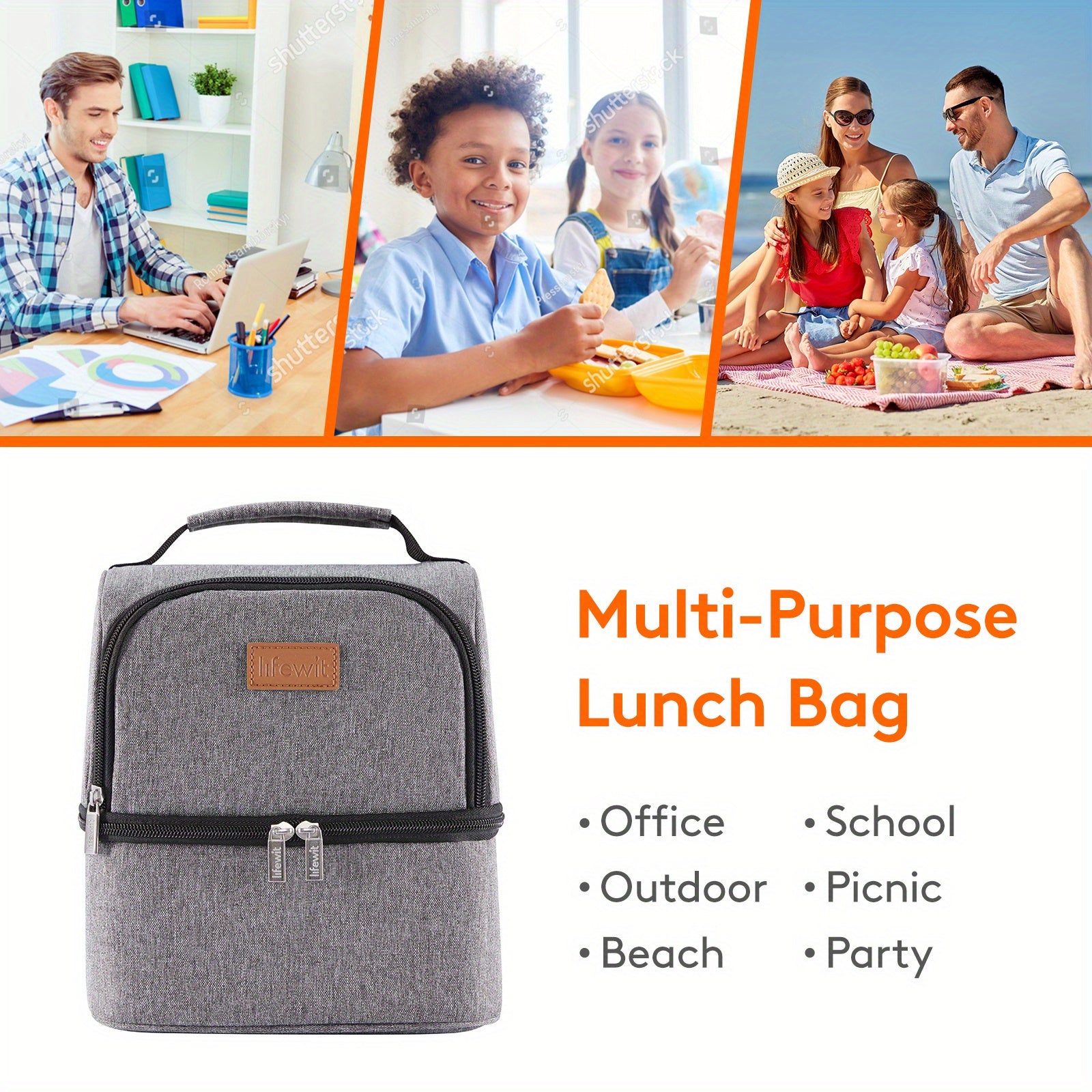 Leakproof Insulated Lunch Bag 7L Dual Compartment Cooler
