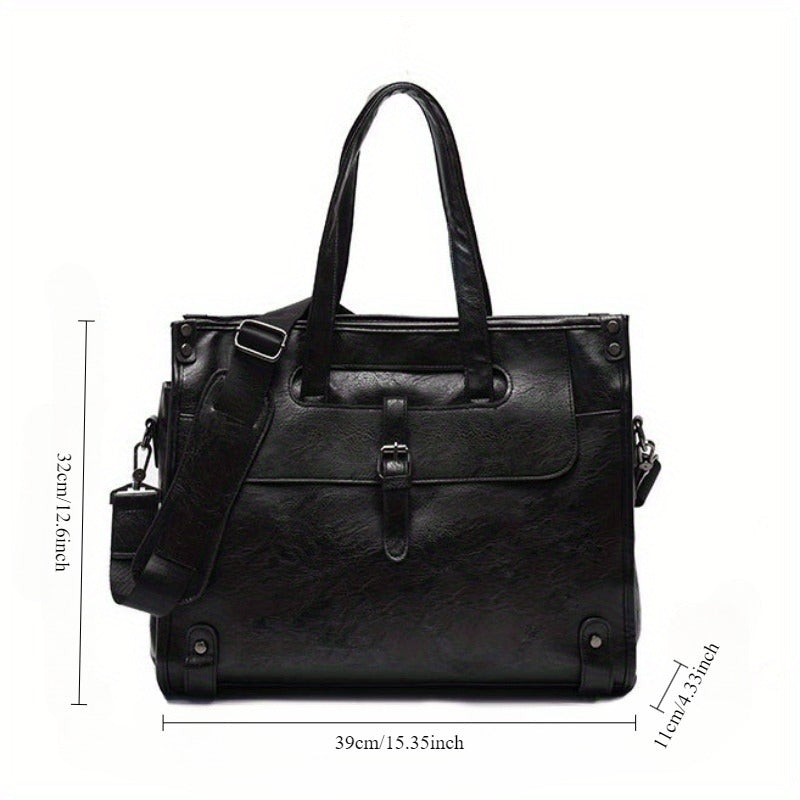 Men's Messenger Bag with Laptop Compartment Faux Leather Briefcase