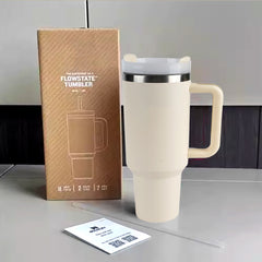 40oz Stainless Steel Vacuum Flask with Straw and Handle