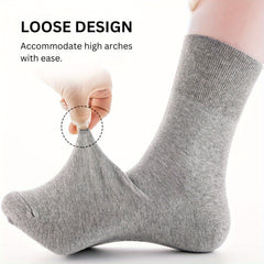 5 Pairs Unisex Diabetic Socks Breathable Polyester Crew Socks