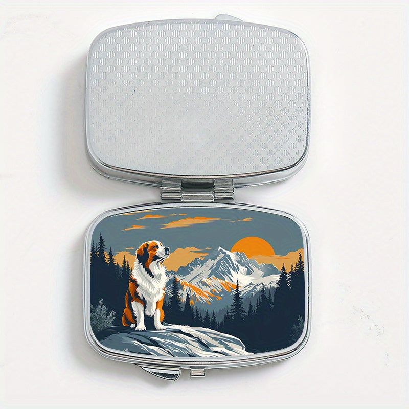 Mountain Dog Compact Metal Medicine Case with Dual Compartments