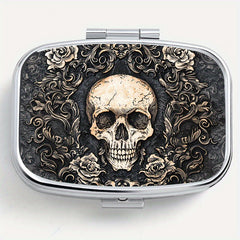 Gothic Skull Square Medicine Box Two Compartment Pill Box