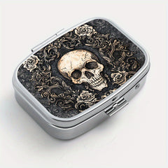 Gothic Skull Square Medicine Box Two Compartment Pill Box