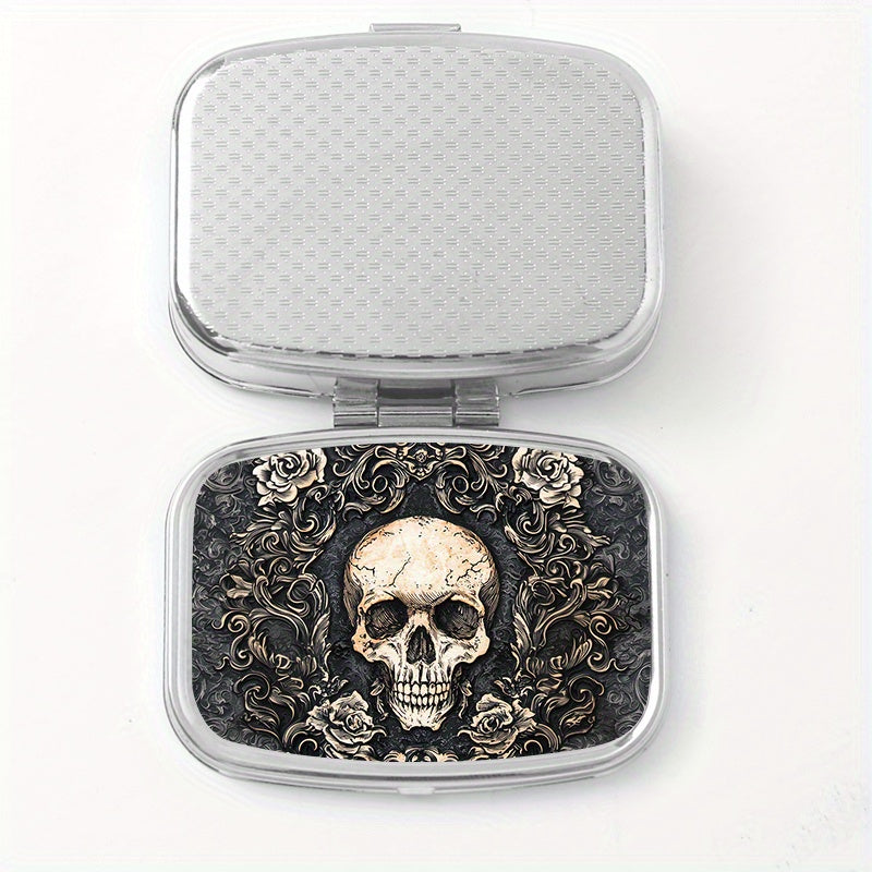 Gothic Skull Square Medicine Box Two Compartment Pill Box