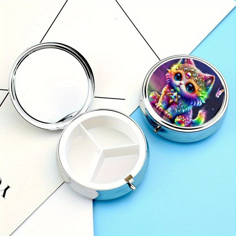 Cat Pill Box Pocket 3 Compartment Vitamin Pill Organizer