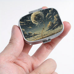 2pcs Dandelion Print Pill Organizer Set with 3 Compartments, 2 Com Box