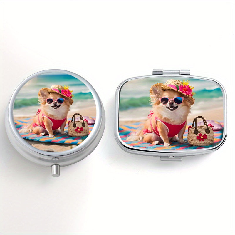 Beach Puppy Pattern Pill Boxes - Set of 2