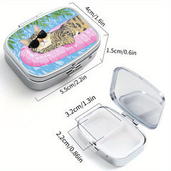 Water Cat Pattern Printed Pill Boxes Set of 2
