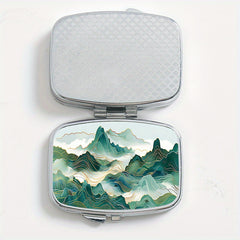 Scenic Print Pill Organizer Box for Travel Daily Use
