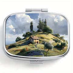 Scenic Print Pill Organizer Travel Medicine Case Jewelry Box